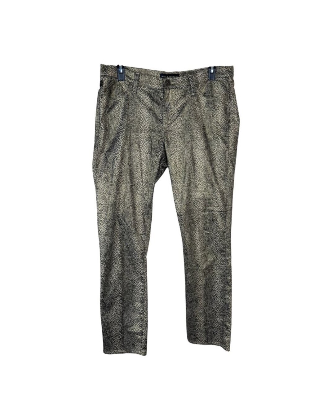 Rock & Republic Berlin Snakeskin Reptile Glitter Pants Size 16 Brown Beige Fun